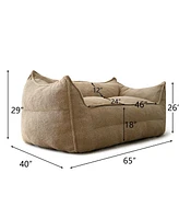 Maison Boucle Upholstered Teddy Fabric Bean Bag Loveseat Sofa-Maison