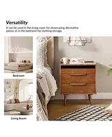 Hulala Home Mid-century Lisa 3-Drawer Nightstand with Solid Wood Legs