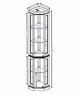 Simplie Fun Lighted Corner Curio Display Case with Led for Collections (Light Oak)