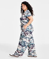 Nina Parker Trendy Plus Scuba Cargo Bungee Jogger Pants