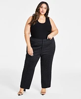 Nina Parker Trendy Plus Studded Scuba Straight-Leg Pants