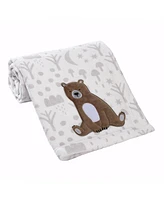 Bedtime Originals Sleepytime Bear White/Brown Soft Fleece Baby Blanket