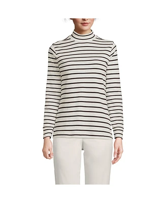 Lands' End Women's Tall Relaxed Cotton Long Sleeve Mock Turtleneck