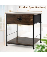 Gymax 2PCS 2-tier Nightstand Bedside End Sofa Coffee Table Bedroom Living Room