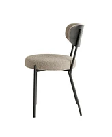 Boucle modern kitchen dining chair Bentwood covered with ash veneer Chair back, metal with black powder coated leg chair, Kitchen Dining Room and livi
