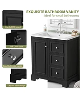 30-Inch bathroom vanity cabinet with ceramic basin