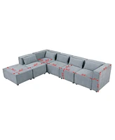 Cozy Modular Sofa: Versatile Chenille Upholstery, Ottoman Included