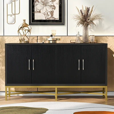 Streamdale Furniture Distinctive Features of Four-Door Sideboard with Metal and Cross-Leg Design, Suitable for Living Rooms, Entrance and Study