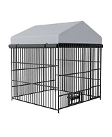 Streamdale Furniture Large Dog Kennel Outdoor Pet Pens Dogs Run Enclosure Animal Hutch Metal Coop Fence with Roof Cover(6.6'L x 6.6'W x 6.4'H)