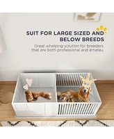 Streamdale Furniture Whelping Box for Dogs, Dog Whelping Box with Waterproof Pee Pad & Adjustable Door for Small, Medium & Large Breed Dogs, 65" x 31.