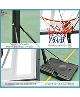 Simplie Fun Portable Basketball Hoop, 8.4-9.8ft Height Adjustable, Basketball Goal with 34in Backboard and Wheels for Indoor Outdoor Use