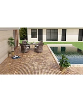 Pcs Interlocking Deck Tiles Striped Pattern, 12" x 12" Square Yellow Acacia Hardwood Outdoor Flooring for Patio, Bancony, Pool Side