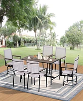 Streamdale Furniture 7 Piece Outdoor Patio Set/ Weather Resistance/ Wood Plastic Component/ Wpc/ Swivel Chairs/ Al Fresco Dining Set/ Outdoor Dining S