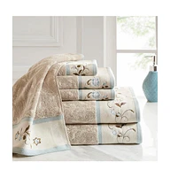 Embroidered Cotton Jacquard 6 Piece Towel Set
