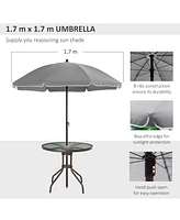 6 Piece Patio Dining Set for 4 with Umbrella, Outdoor Table and Chairs with 4 Folding Dining Chairs & Round Glass Table for Garden, Backyard and Pools