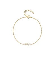 Hollywood Sensation 18K Gold Plated Sterling Silver Chain Link Bracelet with Round Cut Cubic Zirconia Cluster