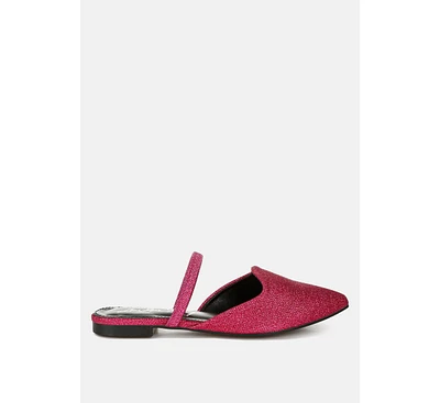 London Rag Twiggy Glitter Faux Leather Flat Mules