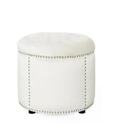 Streamdale Furniture Luxurious Velvet Ottoman with Studded Rim for Comfort and Style