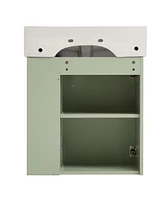 21.6 inch Modern Floating Bathroom Vanity with Ceramic Basin - Perfect for Small Bathrooms, Right side storage