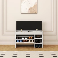 31.49 inches white shoe stool, soft cushion, soft and comfortable cushion, can be placed in the door, bedroom and other scenes