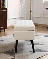 Storage Bench with Storage Bench for Bedroom End of Bed Bench Foot of Bed Bench Entryway Bench Storage Ottoman Bench 43.3" W x 17.7" White P