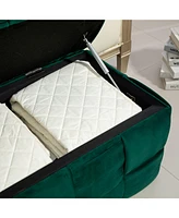 Storage Ottoman, Bedroom End Bench, Upholstered Fabric Storage Ottoman with Safety Hinge, Entryway Padded Footstool