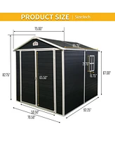 6x8ft Resin Outdoor Storage Shed Kit-Perfect to Store Patio Furniture, Black