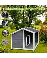 Outdoor Wooden Dog House, Waterproof Dog Cage, Windproof and Warm Dog Kennel, Dog Crates for Medium Dogs Pets Animals Easy to Assemble