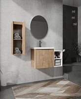 36" Wall-Mounted Bathroom Vanity With Sink and Side Cabinet