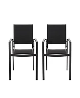 Modern Aluminum Dining Chairs With Mesh Seating For Indoor And Outdoor Use