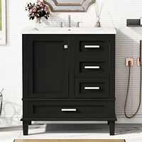 30" Bathroom Vanity, Modern Bathroom Cabinet with Sink Combo Set, Bathroom Storage Cabinet with a Soft Closing Door and 3 Drawers, Solid Wood Fra