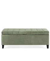 Streamdale Furniture Tufted Velvet Storage Ottoman with Lift-Top and Waffle Stitching