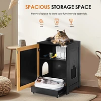 Cat Litter Box Enclosure, Hidden Cat Washroom, Kitty End Table, Litter cabinet with sisal door, Black