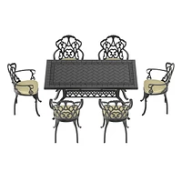 (Cushions In Random Colors)7-Piece Set Of Cast Aluminum Patio Furniture With Cushions