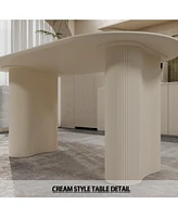 Streamdale Furniture 63" Mdf New Cream Style Coffee Table and Modern Dining Chair 4