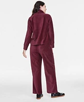 On 34th Womens Velour Turtleneck Wide Leg Pants Created For Macys