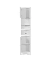Multi-Functional Corner Cabinet Tall Bathroom Storage Cabinet with Two Doors and Adjustable Shelves, Open