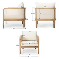 Streamdale Furniture (Set of 2) Outdoor Acacia Wood Patio Club Chair, Textilene Patio Furniture, Waterproof Thick Cushion Deep Seating for Porch, Gard