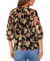 Vince Camuto Women's Floral-Print Split-Neck Top