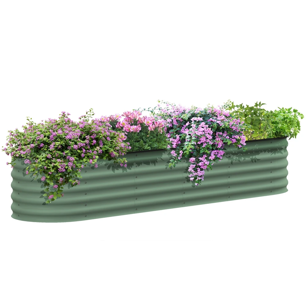 Streamdale Furniture 7.9' x 2' x 1.4' Galvanized Raised Garden Bed Kit, Outdoor Metal Elevated Planter Box with Safety Edging, Easy Diy Stock Tank for