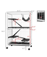 50" H 5-Tier Small Animal Cage, Ferret Cage, Large Chinchilla Cage with Hammock Accessory Heavy-Duty Steel Wire, Small Animal Habitat with 4 Door