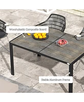 Streamdale Furniture Outdoor Dining Table for 6 People, Aluminum Rectangular Patio Table with Faux Wood Tabletop for Backyard, Lawn, Balcony, Poolside