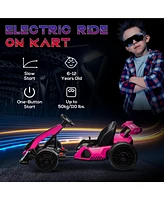 Streamdale Furniture 24V 7.5 Mph Electric Go Kart with Adjustable Seat, Drifting Car Battery Powered Ride on Toy Outdoor with Slow Start, Button Start