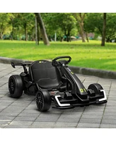 Simplie Fun 24V 7.5 Mph Electric Go Kart with Adjustable Seat, Drifting Car Battery Powered Ride on Toy Outdoor with Slow Start, Button Start, Music,