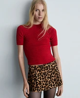 Mango Women's Leopard Skirt Pants