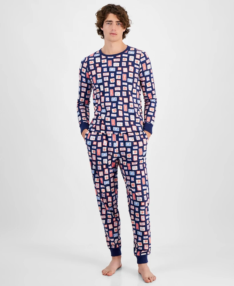 Family Pajamas Men's Valentine's Day Stamps Pajama Set, Exclusively at Macy's