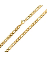 Bling Jewelry Heavy Solid 7MM Gold Plated Stainless Steel Figaro Chain Necklace