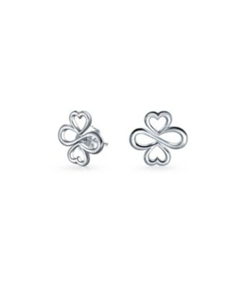 Bling Jewelry Ayllu Amulet Talisman Inspirational Intertwine Symbol Heart Infinity Clover For Love Luck Unity Stud Earrings Rose Gold Plated .925 Sterling Silver