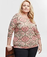 Jm Collection Plus Scoop-Neck Metallic Sweater, Exclusively at Macy's