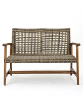 Simplie Fun Hampton Wood + Wicker Loveseat